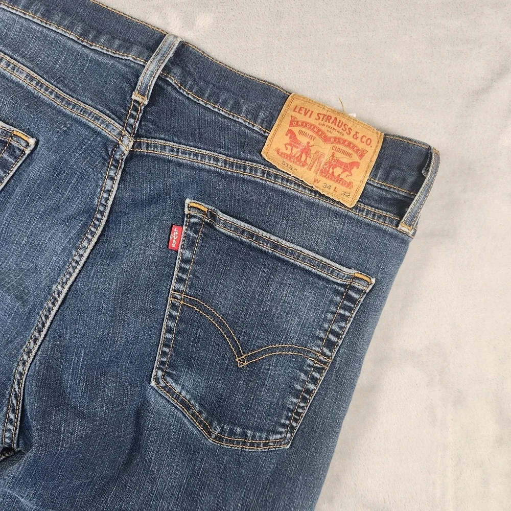 Levis Strauss 513 34x32 Mens Slim Straight Fit‎ Jeans Classic Normcore Western